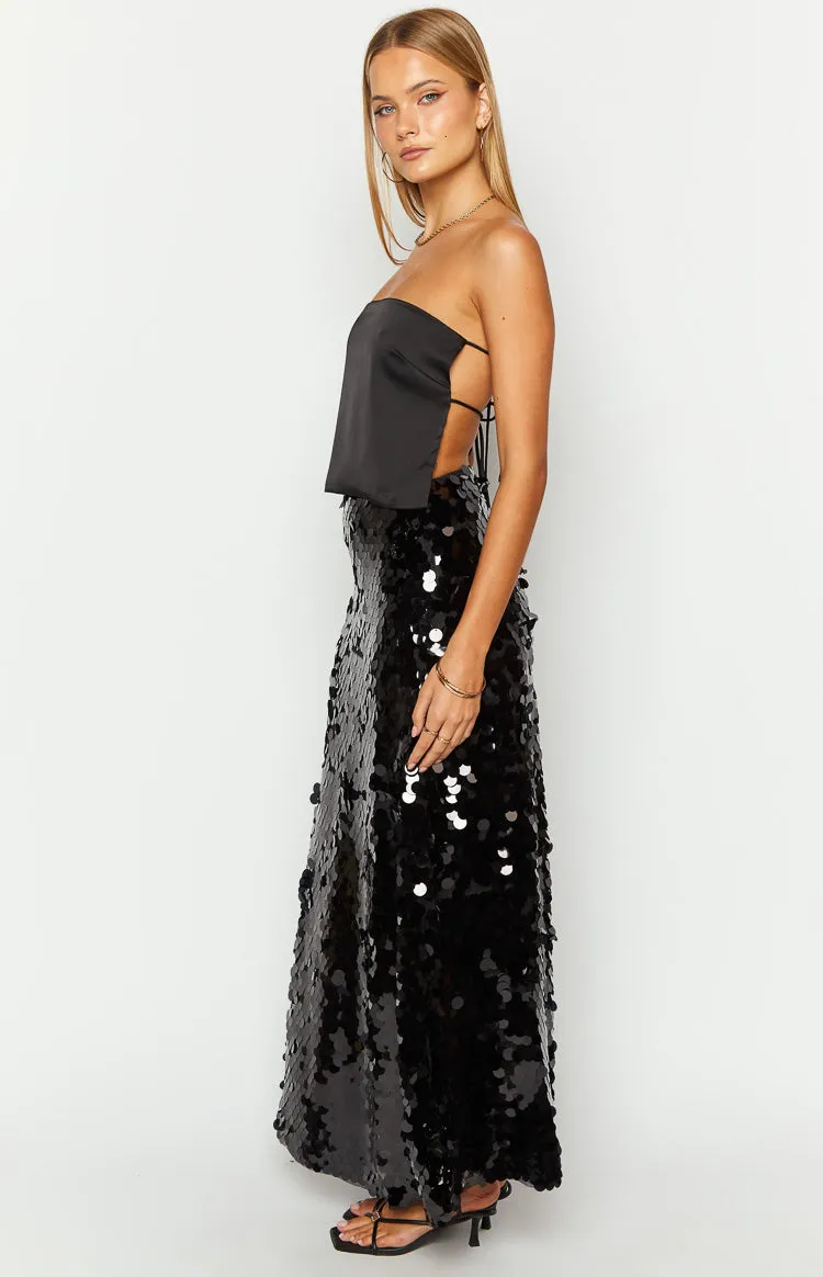 Genevieve Black Sequin Maxi Skirt