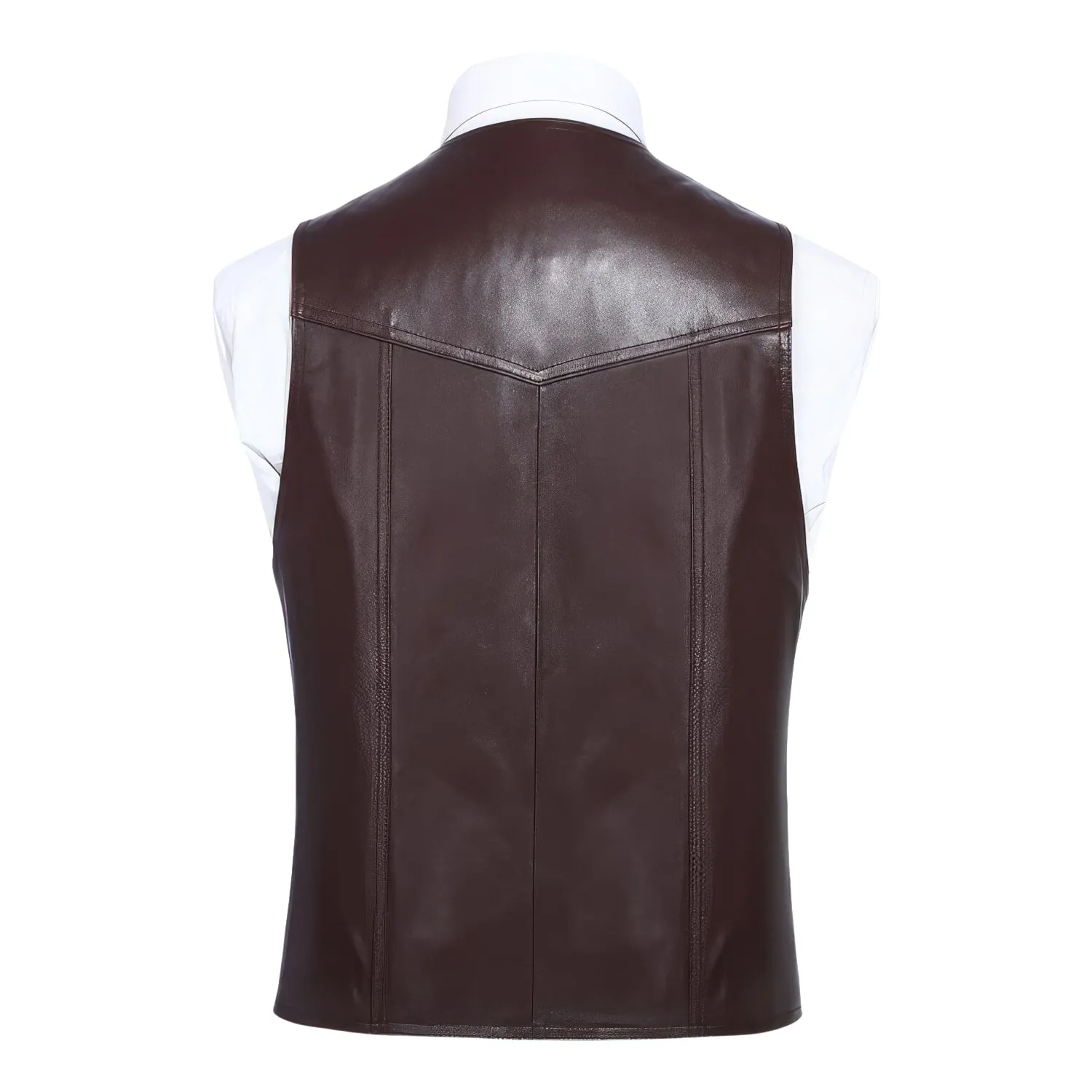 Gentlemen's Business Casual Slim Fit Genuine Sheepskin Sleeveless Vest -Leather Waistcoat for Men