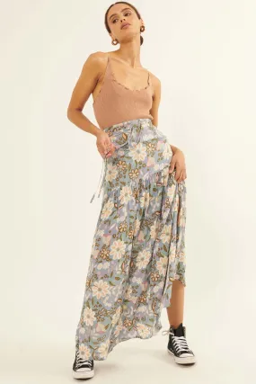 Gorgeous Garden Floral Drawstring Maxi Skirt