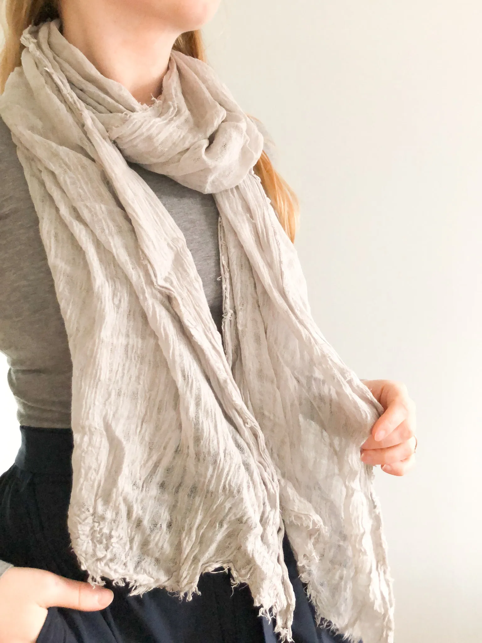 Grey Distressed Soft Gauzy Muslin Scarf Sarong