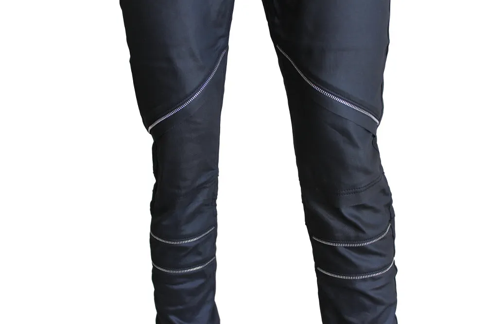 Harley Black Waxed Moto Jeans with Zipper Front Details