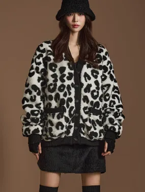 J2526 Leopard Patterned Quilted Cardigan