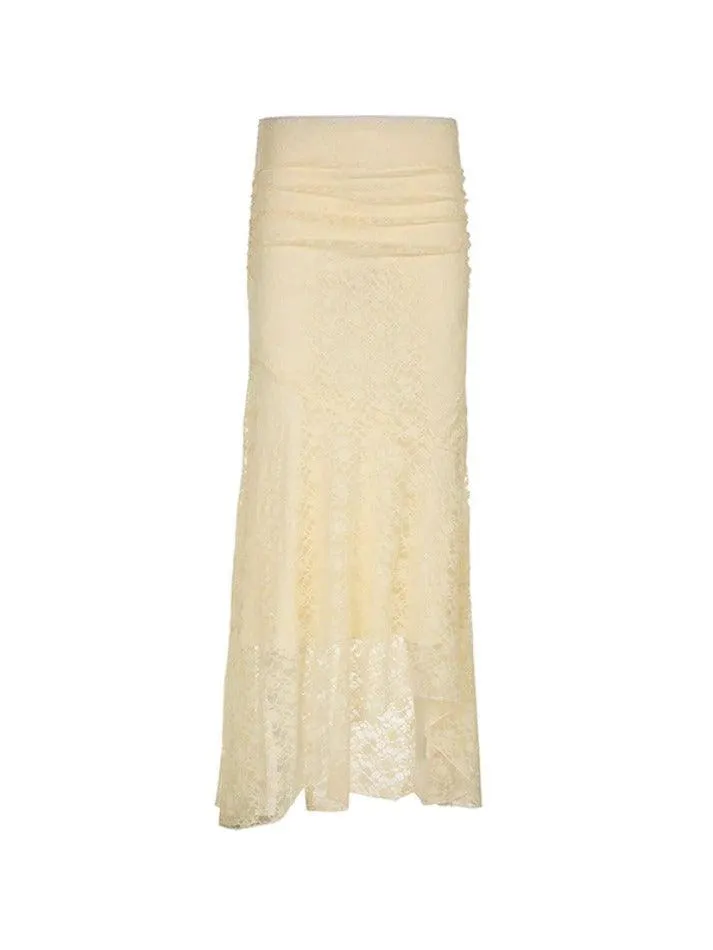 Lace Irregular Splice Mermaid Maxi Skirt