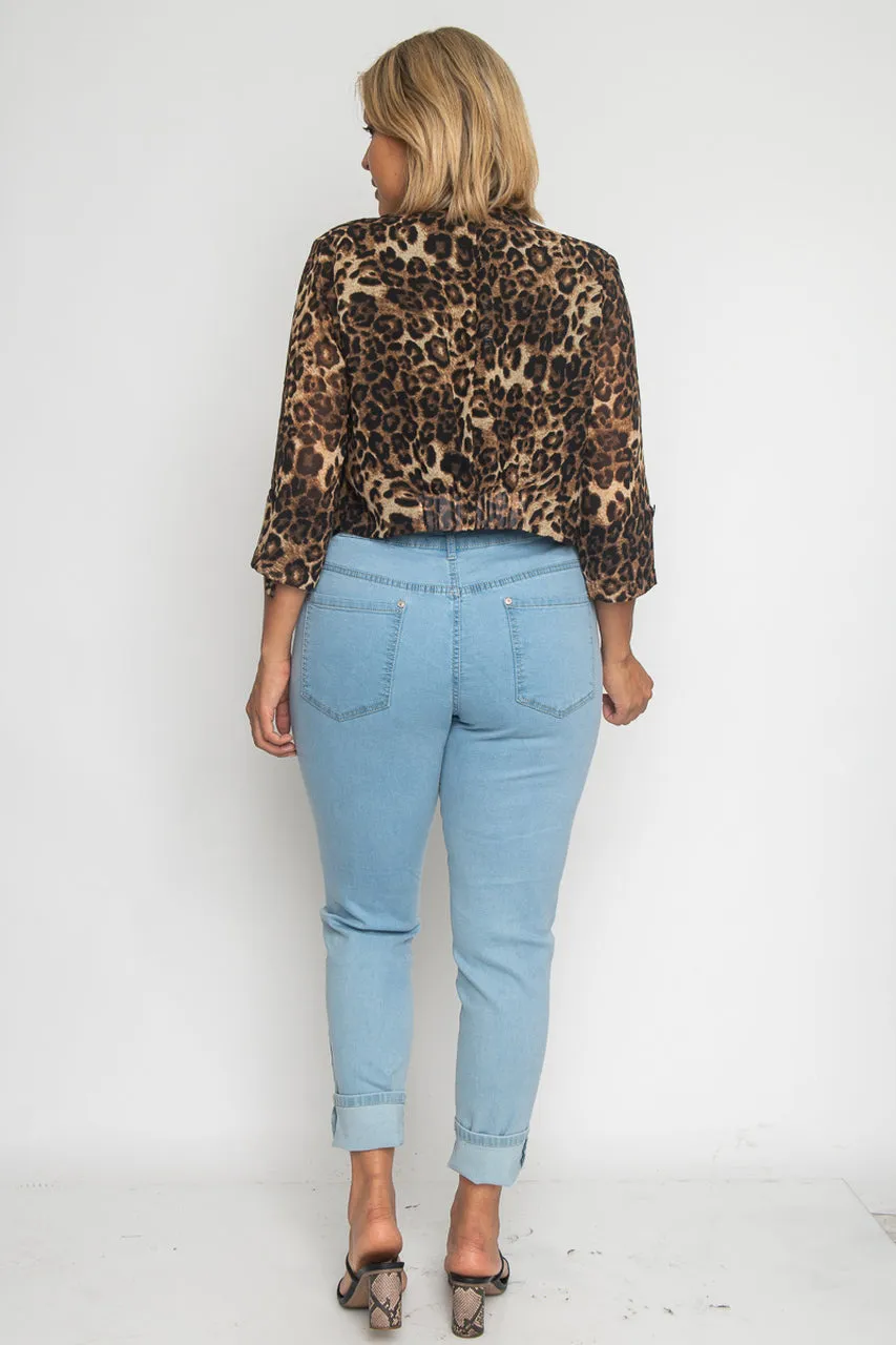 Leopard Animal Print Plus Size Cardigan Jacket