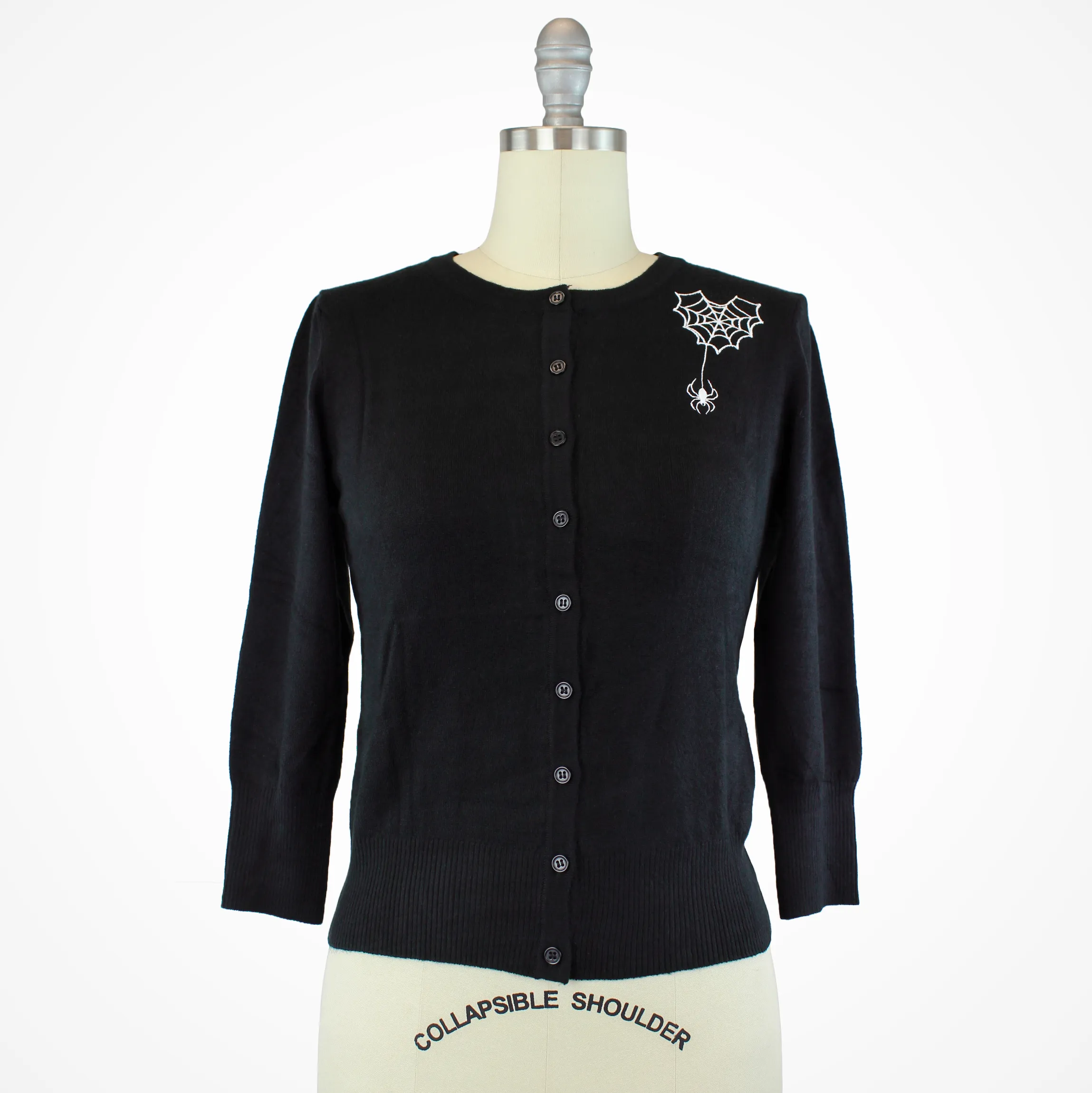 Long Sleeve Black Spiderweb Cardigan Sweater