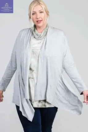 Long Sleeve Grey Cardigan - Plus Size