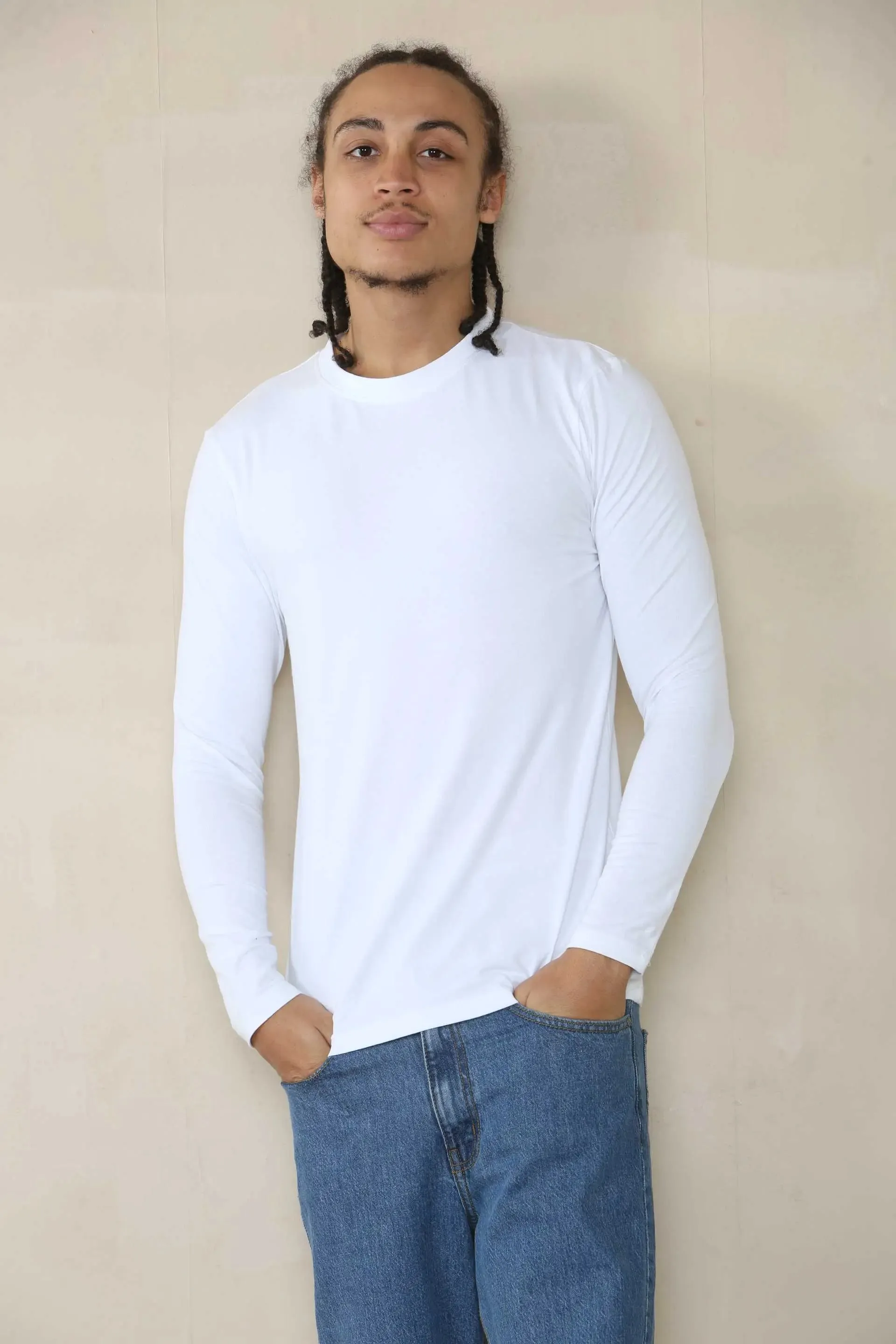 Long Sleeve Muscle Fit T-shirt - White