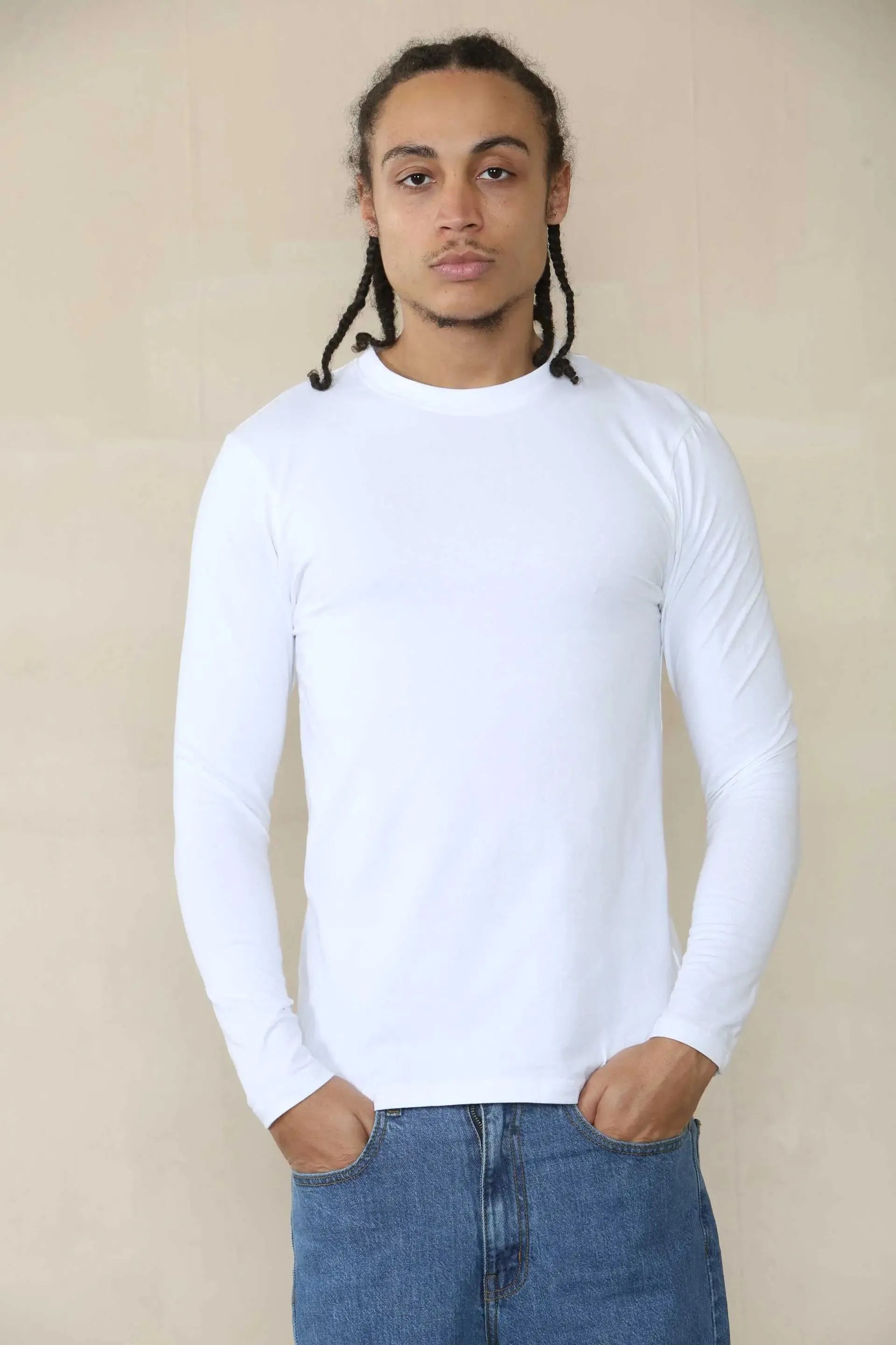 Long Sleeve Muscle Fit T-shirt - White