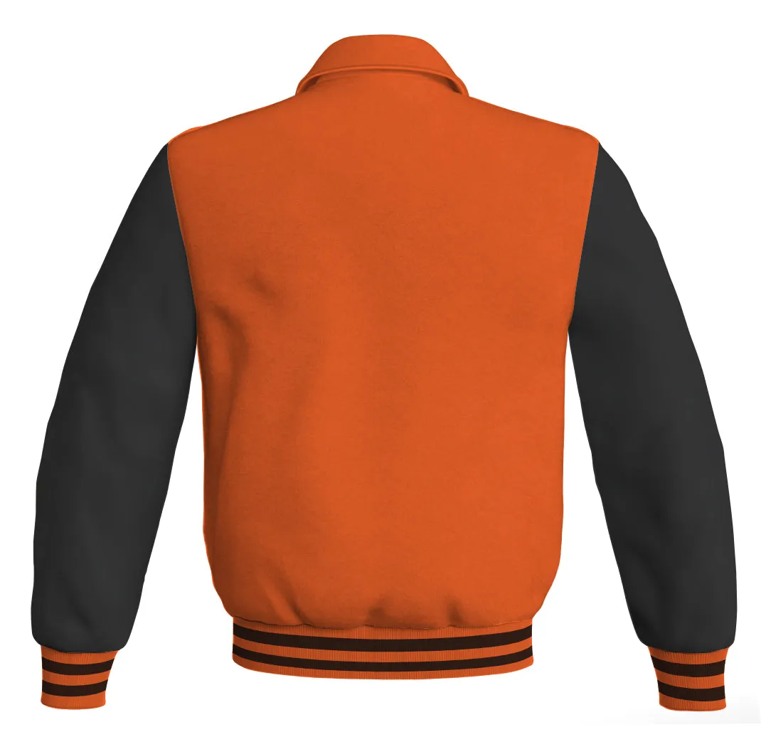 Luxury Bomber Classic Jacket Orange Body and Black Leather Sleeves