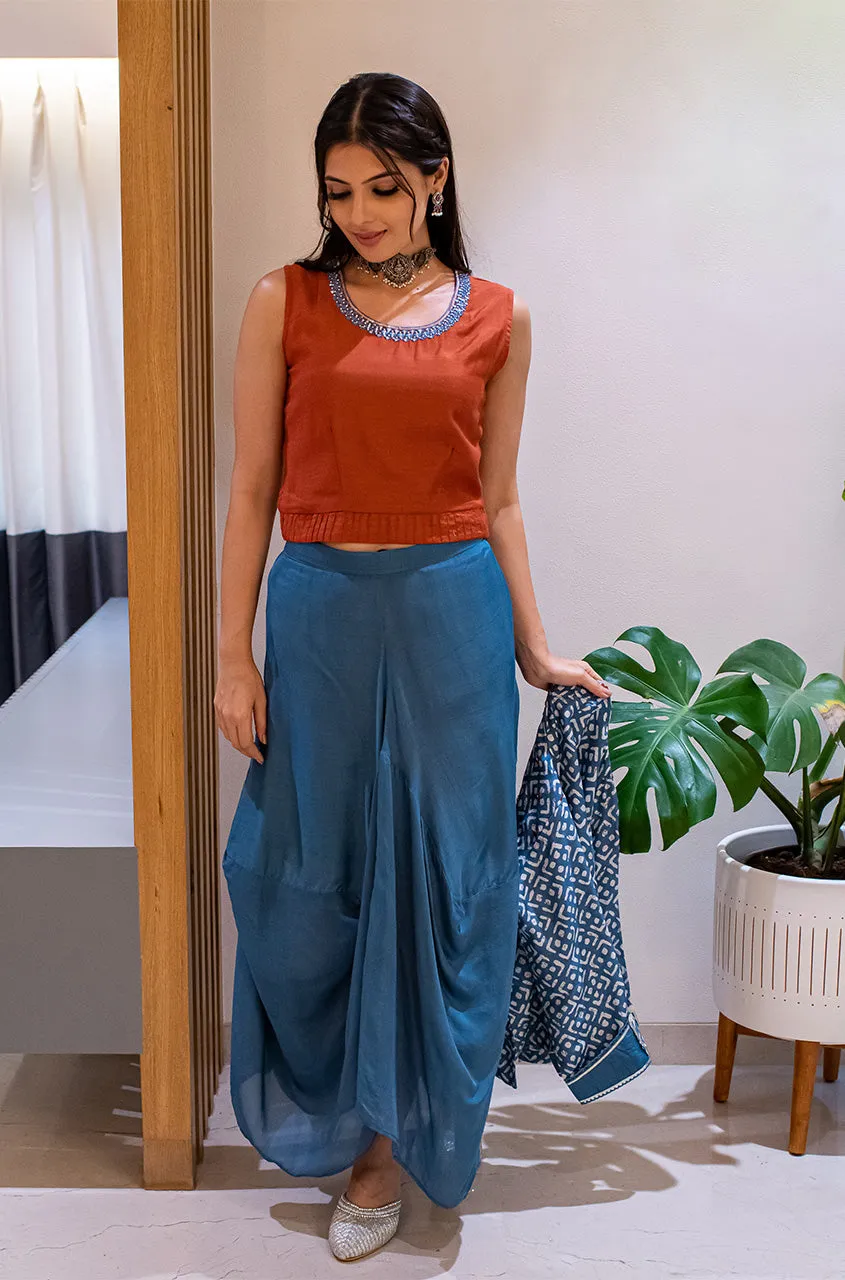 MATARGASHTHI - Blue Mirror Jacket with Turkey Skirt