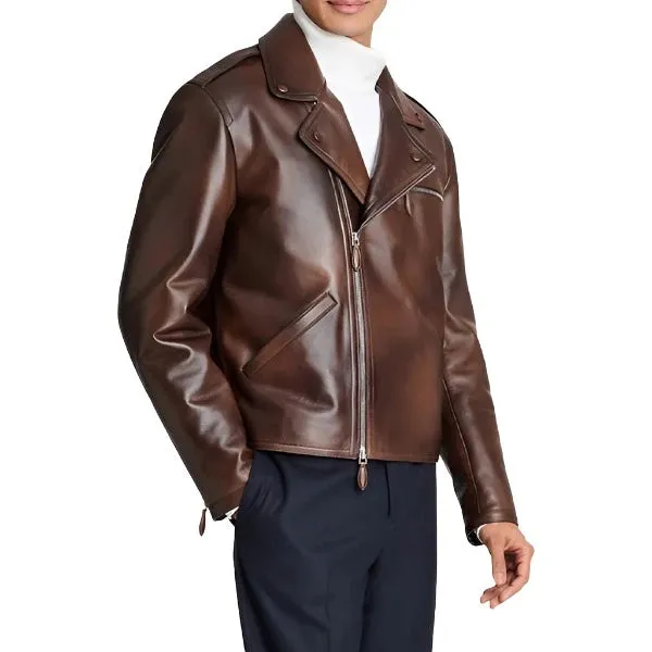 Men’s Brown Biker Leather Jacket