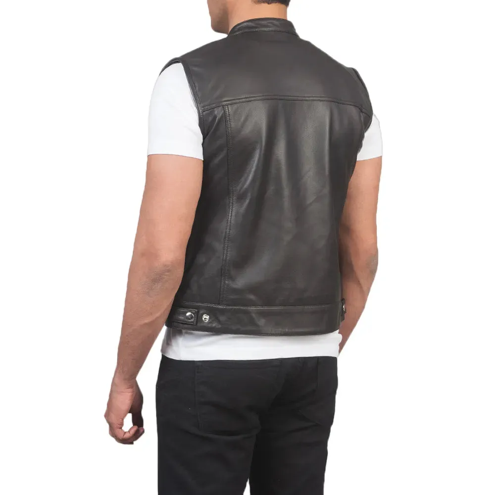 Mens Brown Leather Biker Vest