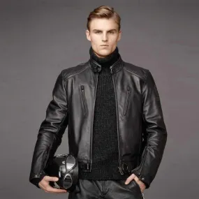 Men's Cafe Racer Leather Jacket - Marcus