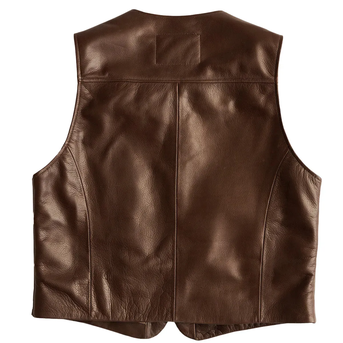 Mens Classic Brown Leather Lapel Vest