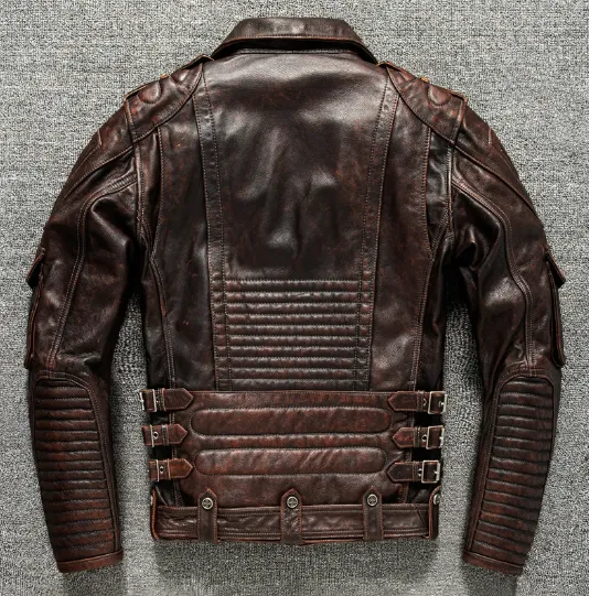 Men's Genuine Leather Motorcycle Style Autumn Jacket: Cowhide Leather