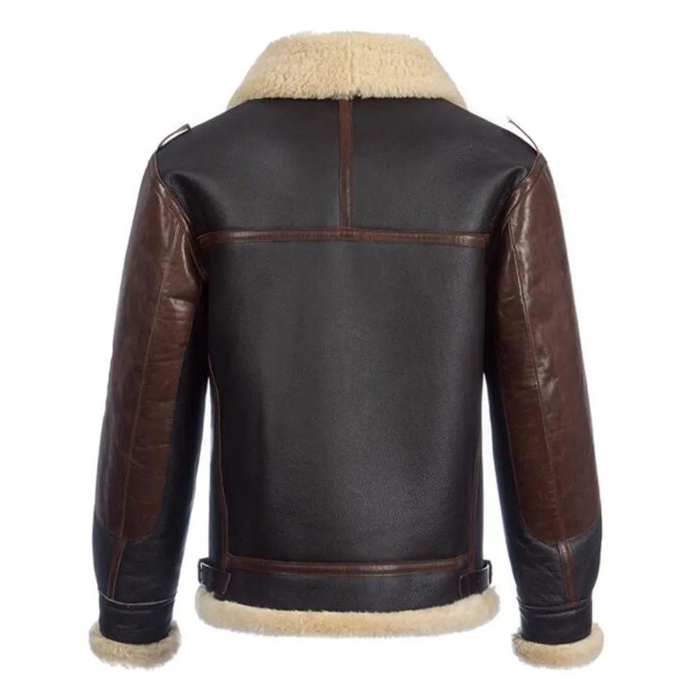 Men's Shearling Jacket Sheepskin Bomber Jacket B3 Flight Jacket