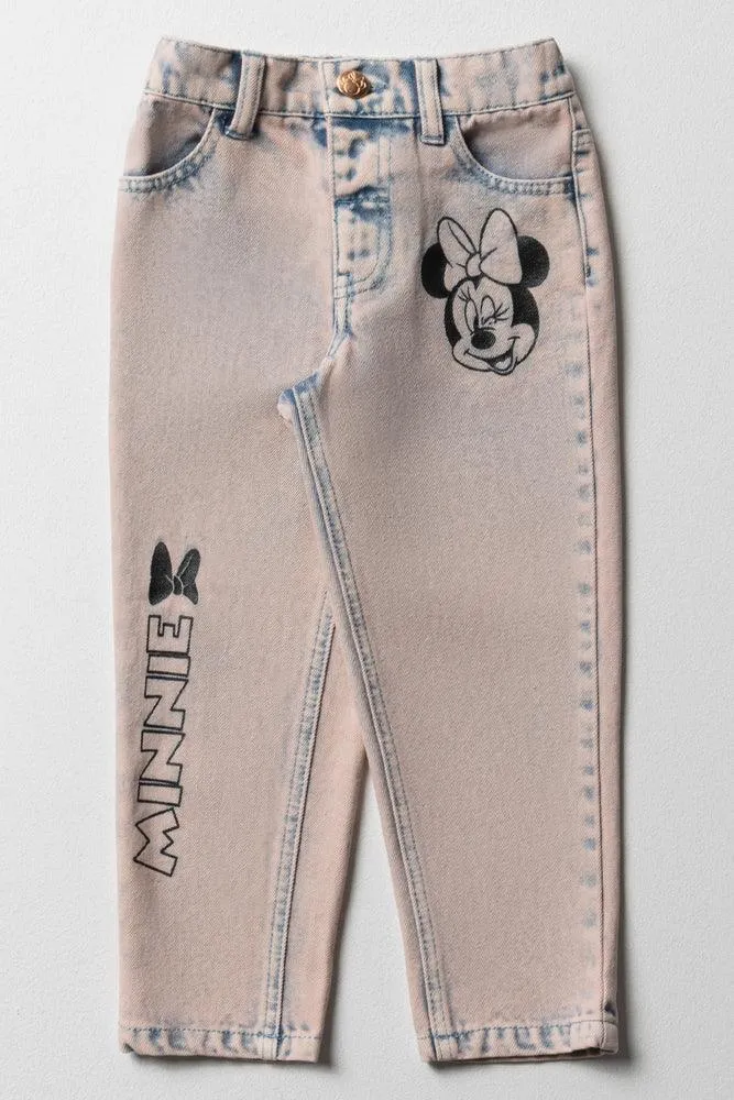 Minnie Mouse Mom Denim Jeans Light Blue