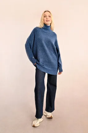 Molly Bracken Denim Blue Loose Sequin Jumper