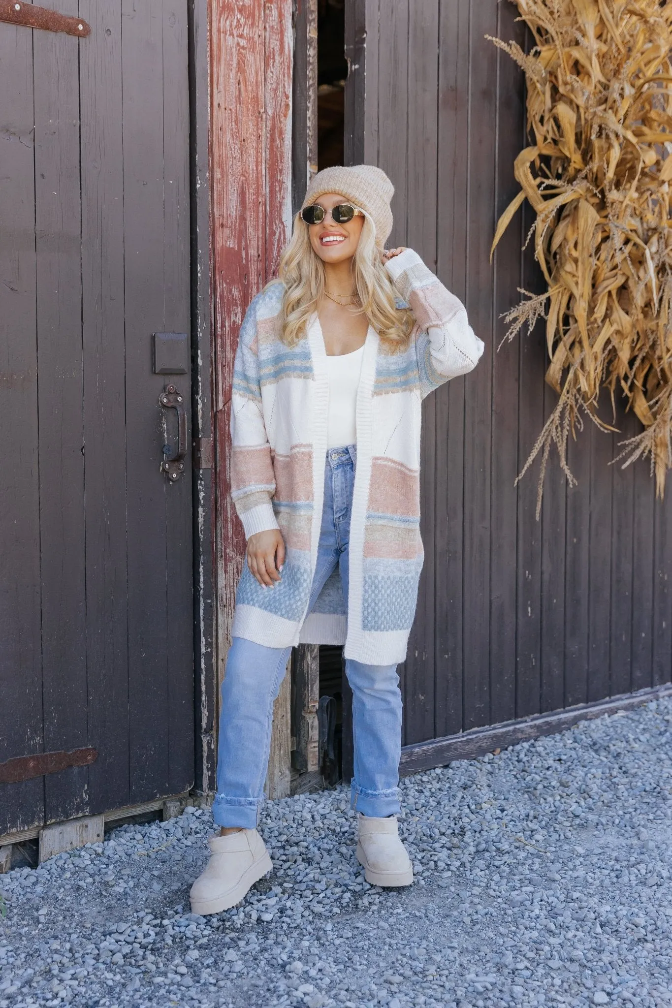 Multi Stripe Color Block Ribbed Cardigan - FINAL SALE