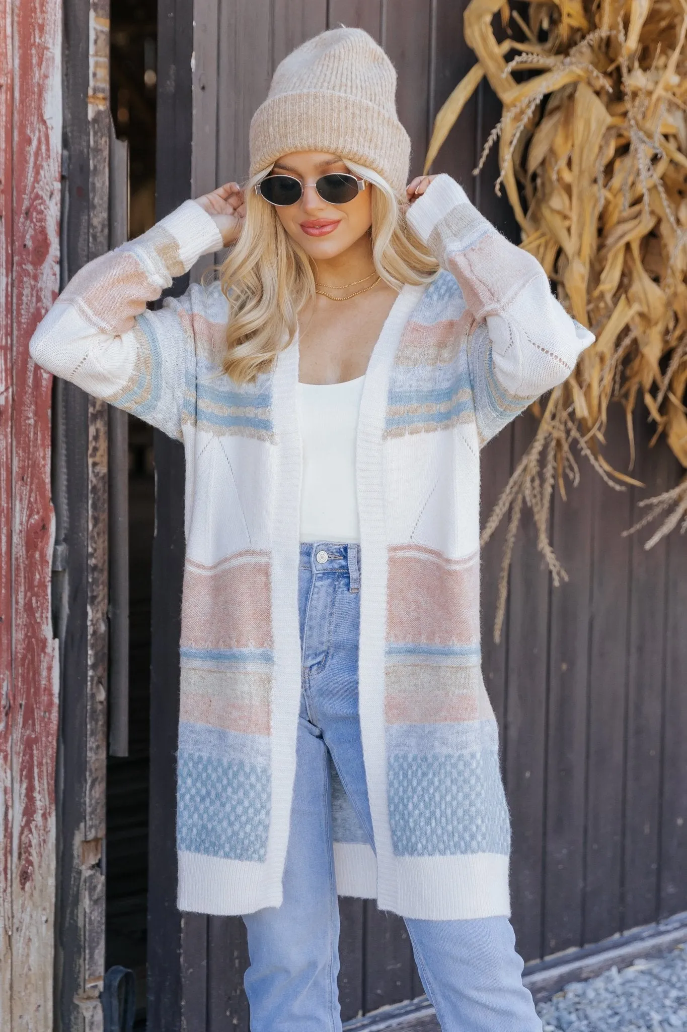 Multi Stripe Color Block Ribbed Cardigan - FINAL SALE