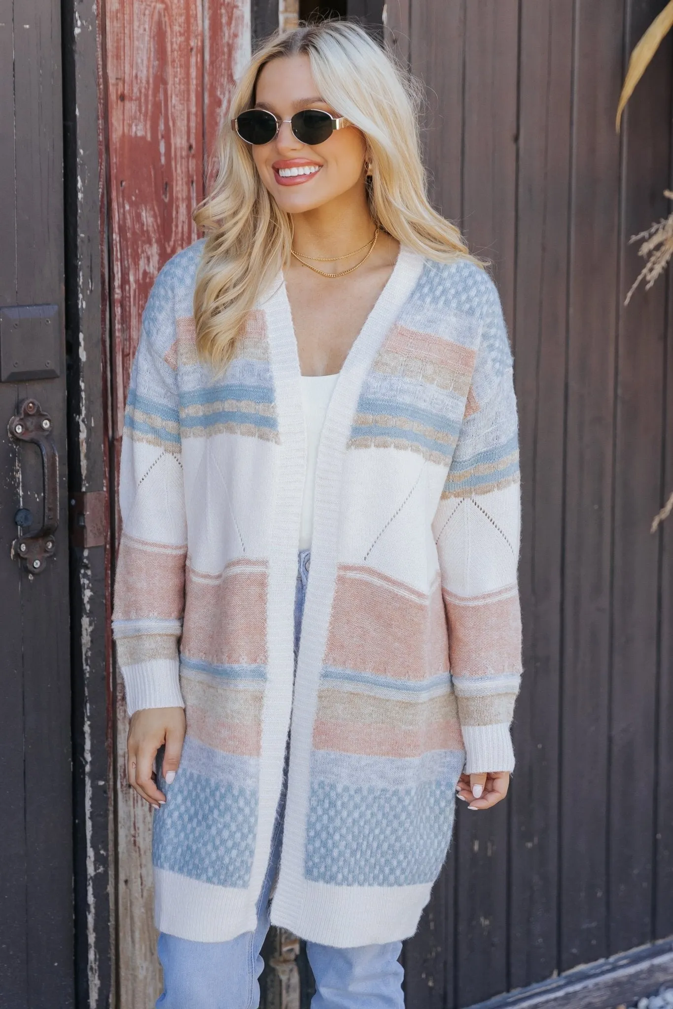 Multi Stripe Color Block Ribbed Cardigan - FINAL SALE