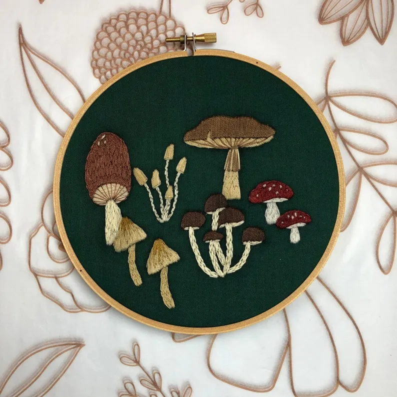 Mushroom Embroidery Pattern - Stick and Stitch Embroidery