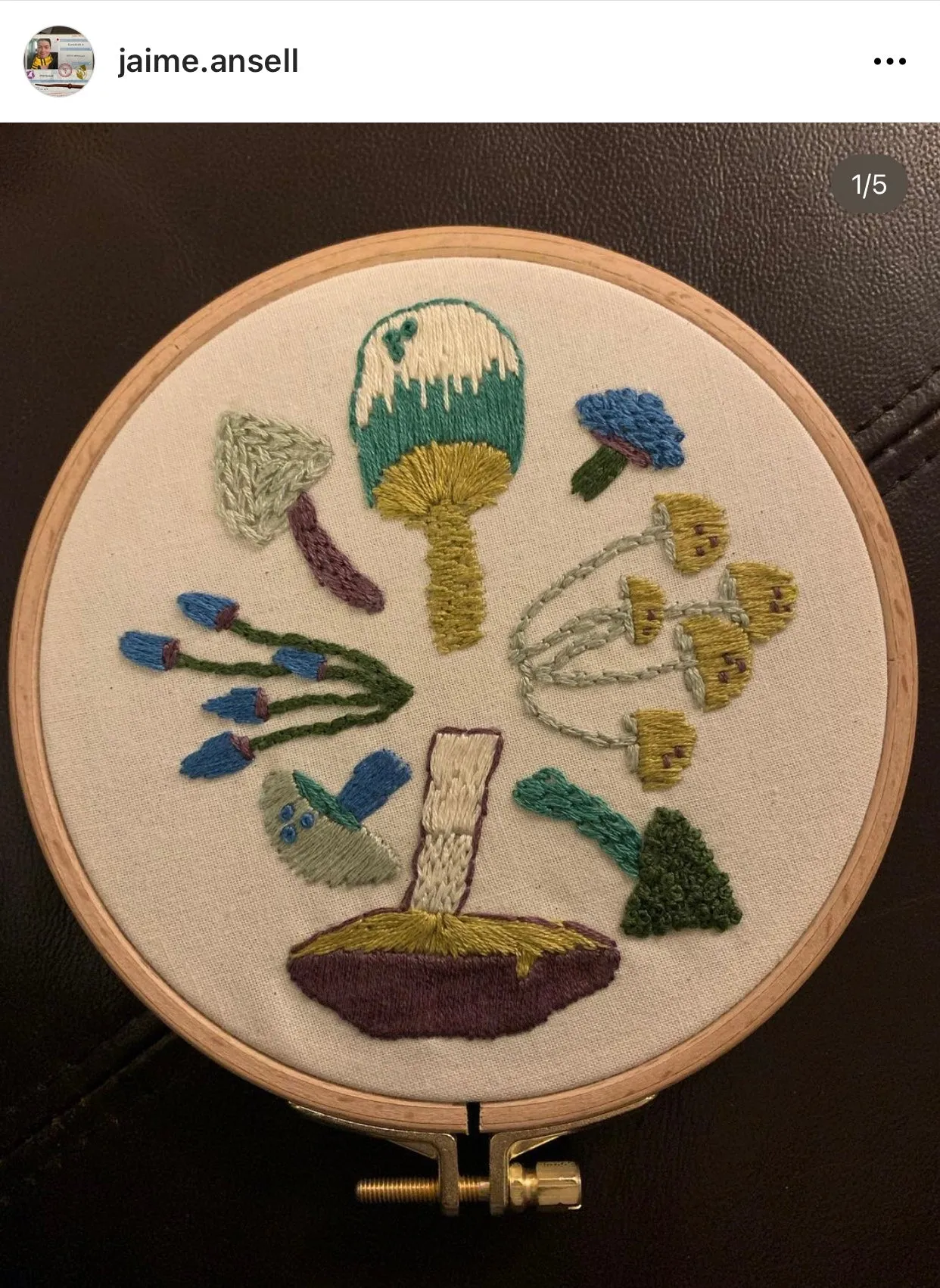 Mushroom Embroidery Pattern - Stick and Stitch Embroidery