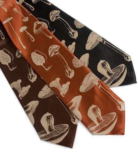 Mushrooms Necktie. Fungi Print Tie