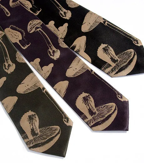 Mushrooms Necktie. Fungi Print Tie