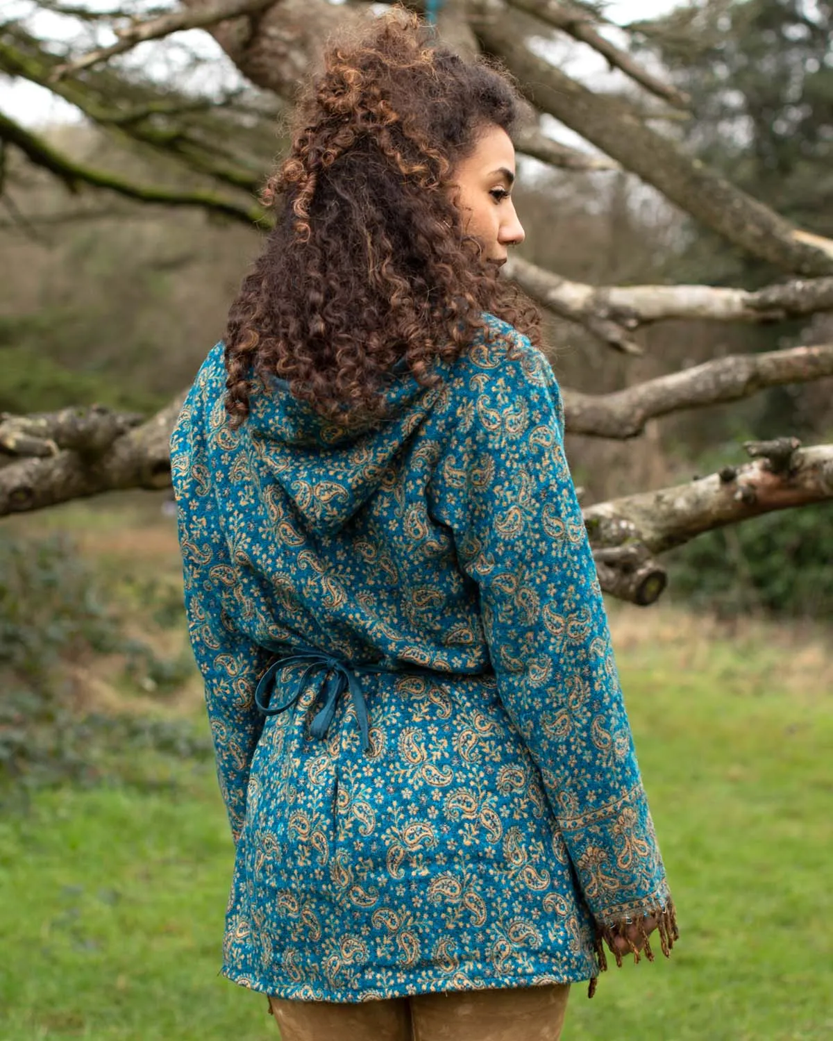 Mystical Gaia Paisley Wrap Jacket Sky Blue