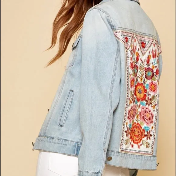 Namaste Boho Embroidered Denim Jacket