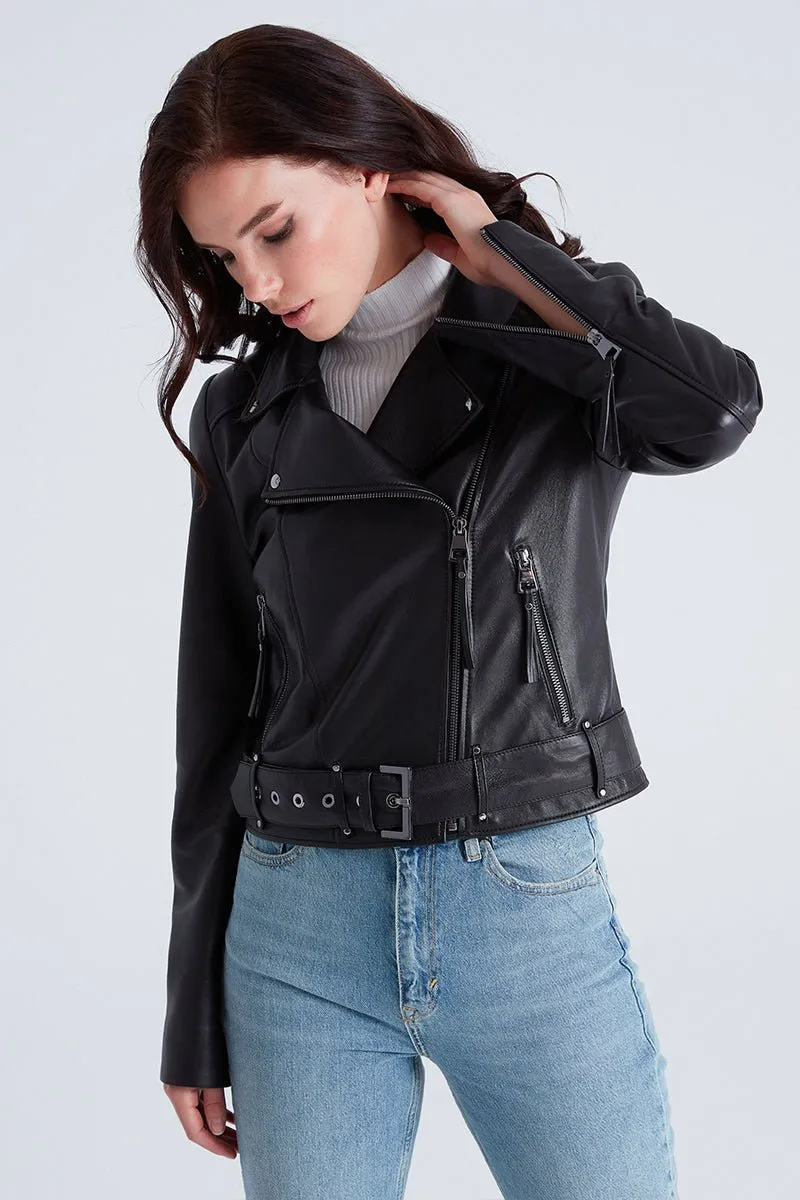 Naomi Women's Leather Biker Jacket