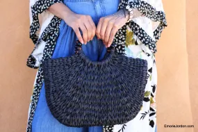 Noir Straw Bohemian Tote