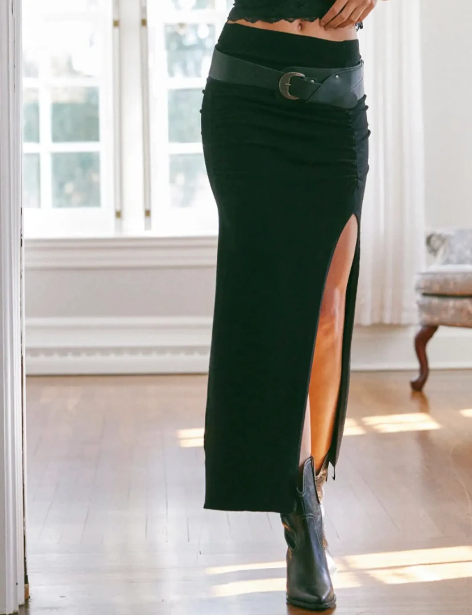 Peak Show Maxi Skirt, Black