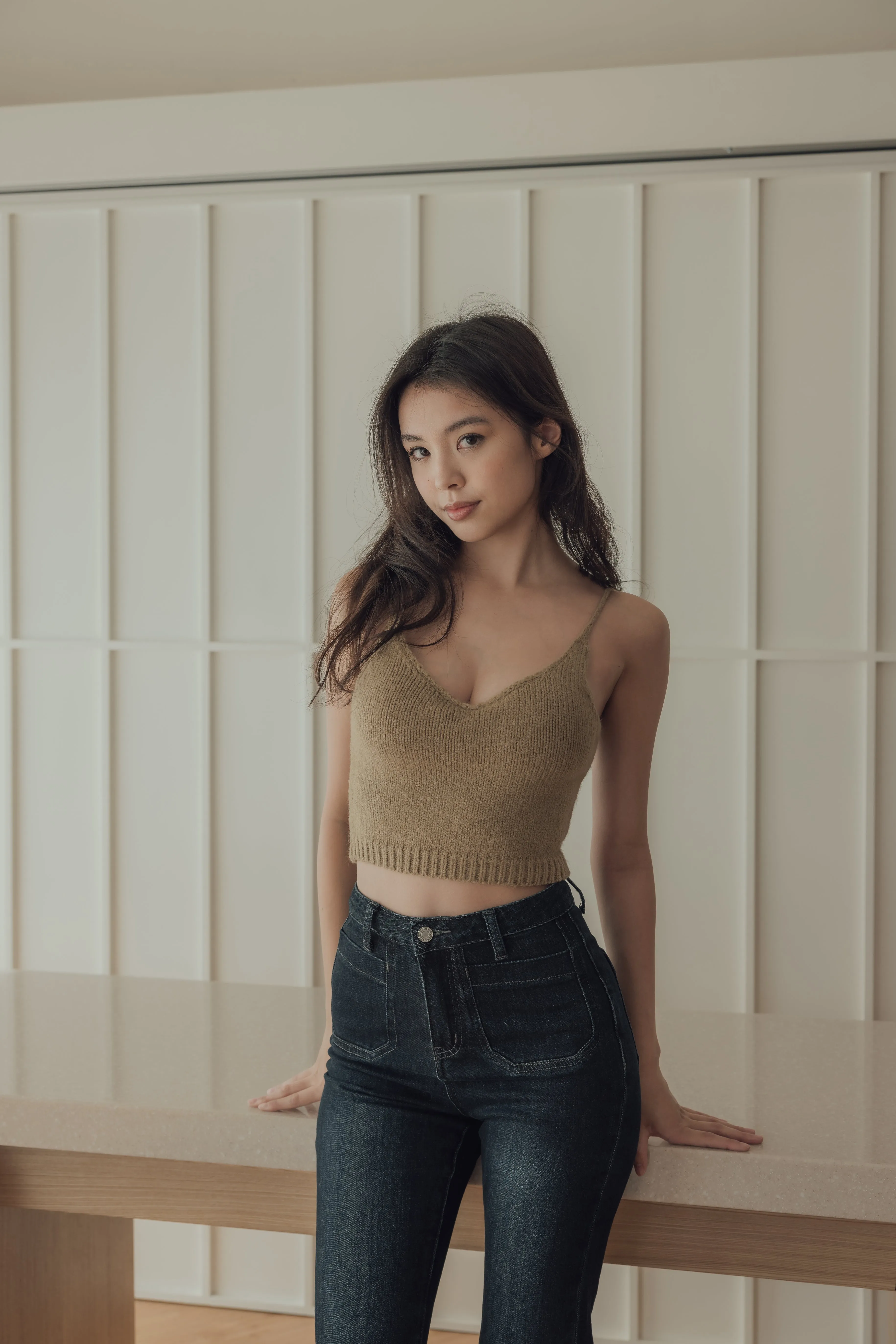 Push Up Knit V-Neck Bra Top (粗針V領)