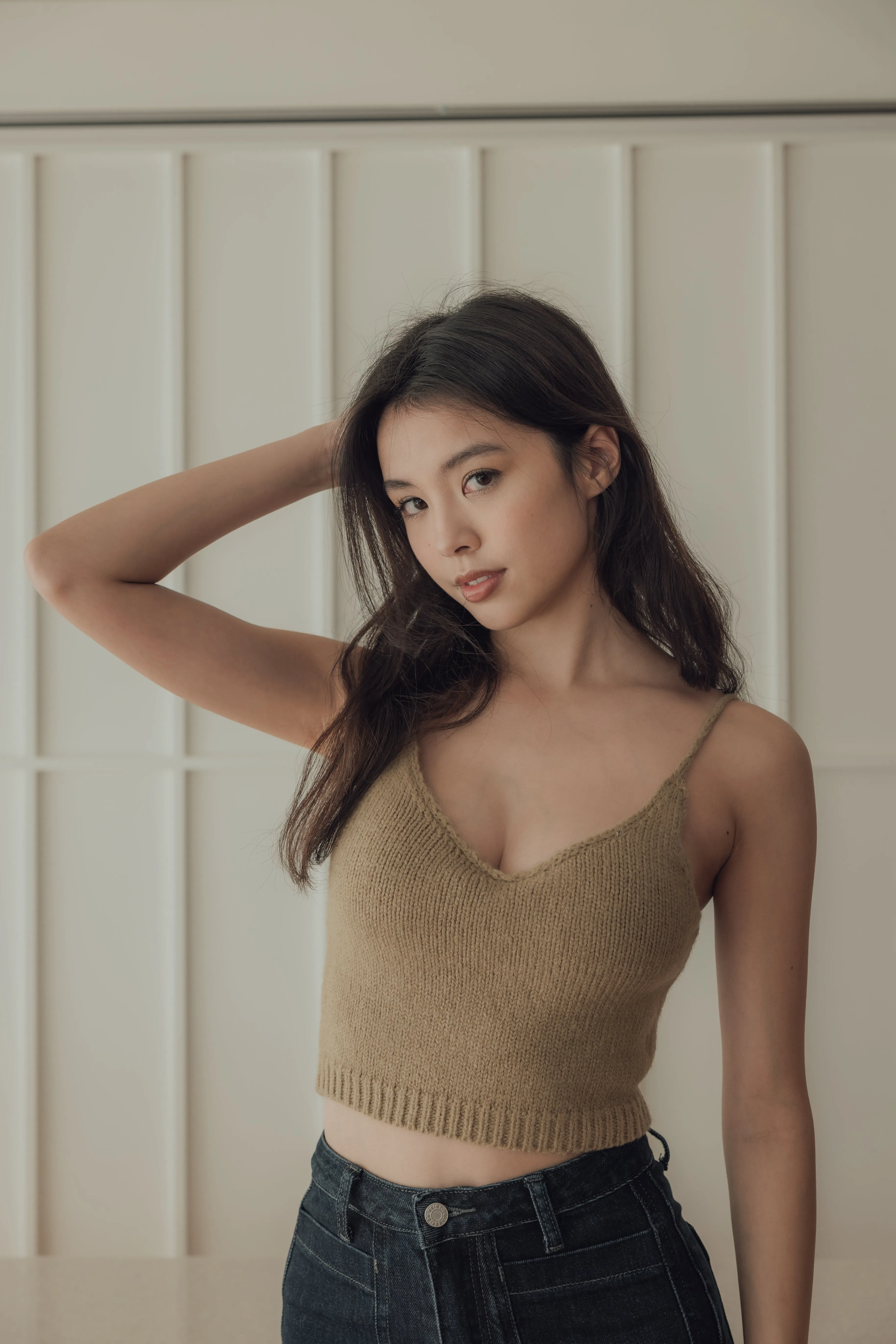 Push Up Knit V-Neck Bra Top (粗針V領)