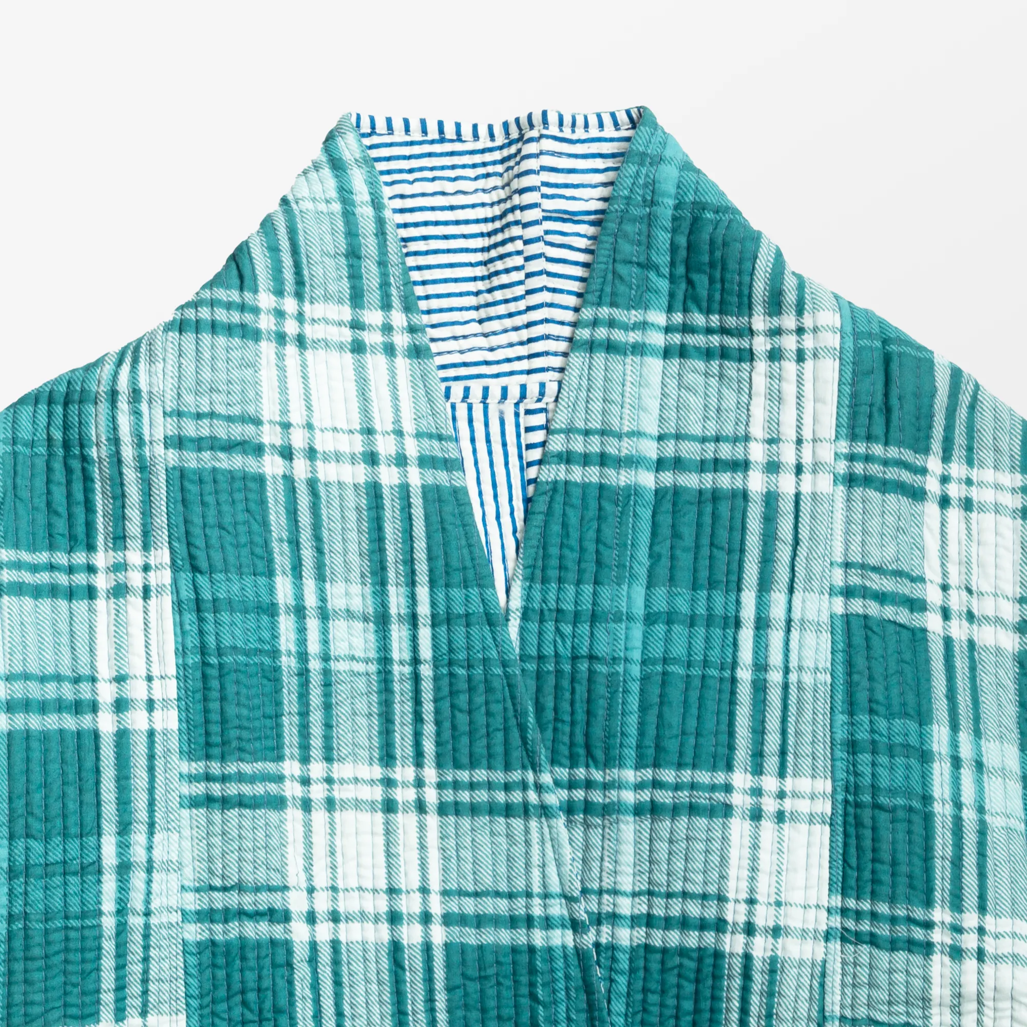 Quilted Kimono Jacket - Green Plaid