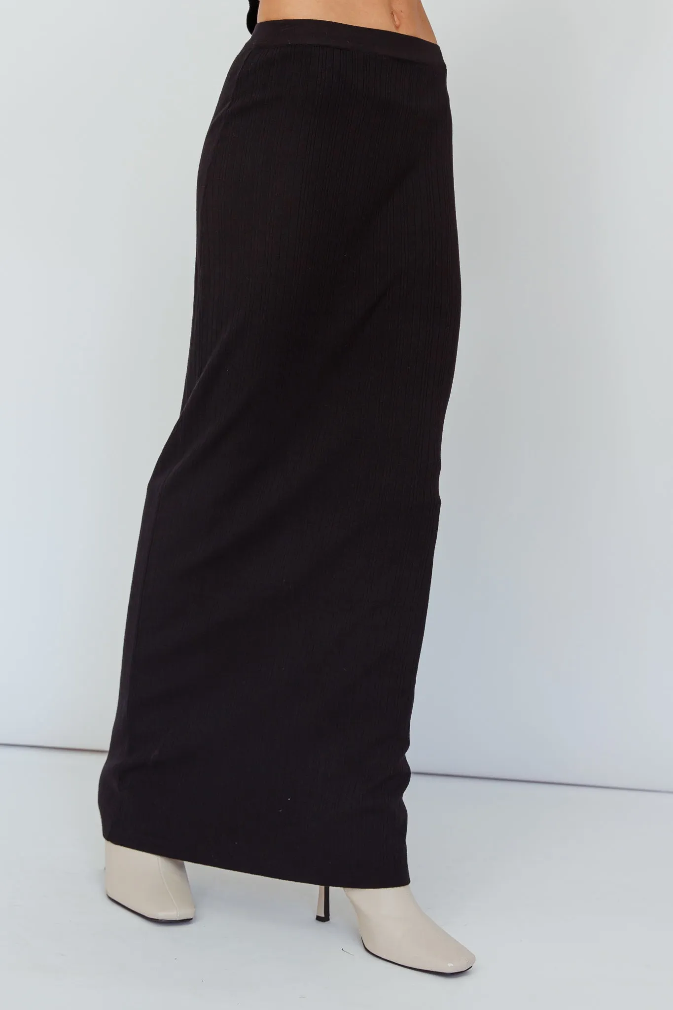 Rossana Knit Maxi Skirt Black