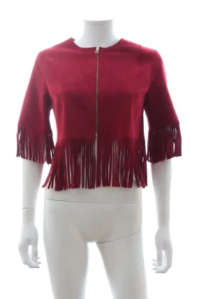 Sandro Cropped Fringed Suede Jacket