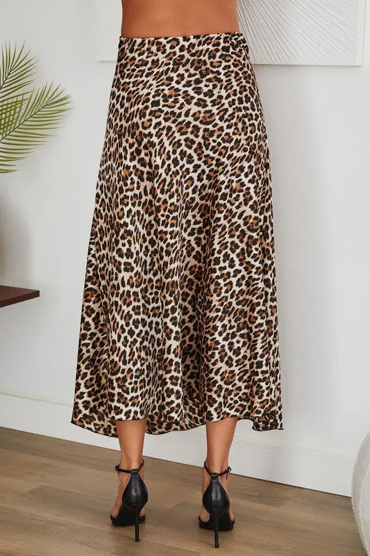 SATIN MAXI SKIRT (LEOPARD)