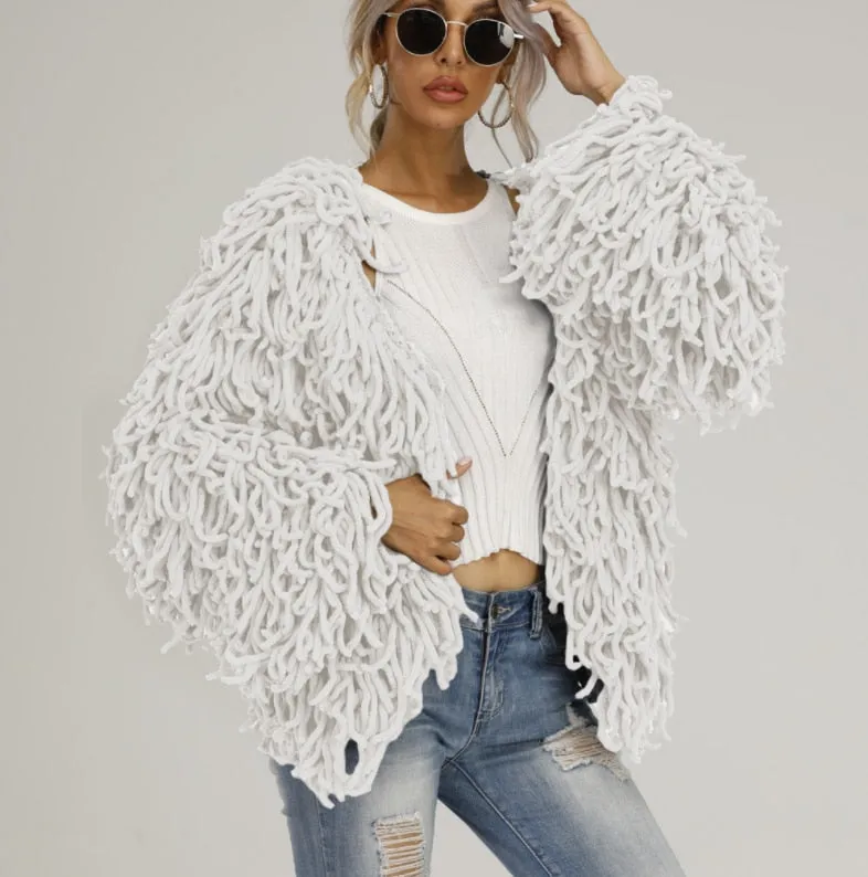 Shaggy Jacket Furry Fluffy Coat 5 Different Colors Blue White Black Orange Or Gray Warm Soft Shag Festival Wrap Available In Small Medium Large Or Extra Large XL