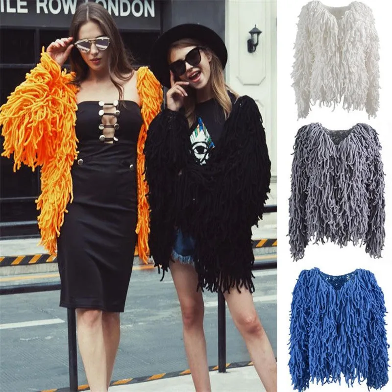 Shaggy Jacket Furry Fluffy Coat 5 Different Colors Blue White Black Orange Or Gray Warm Soft Shag Festival Wrap Available In Small Medium Large Or Extra Large XL