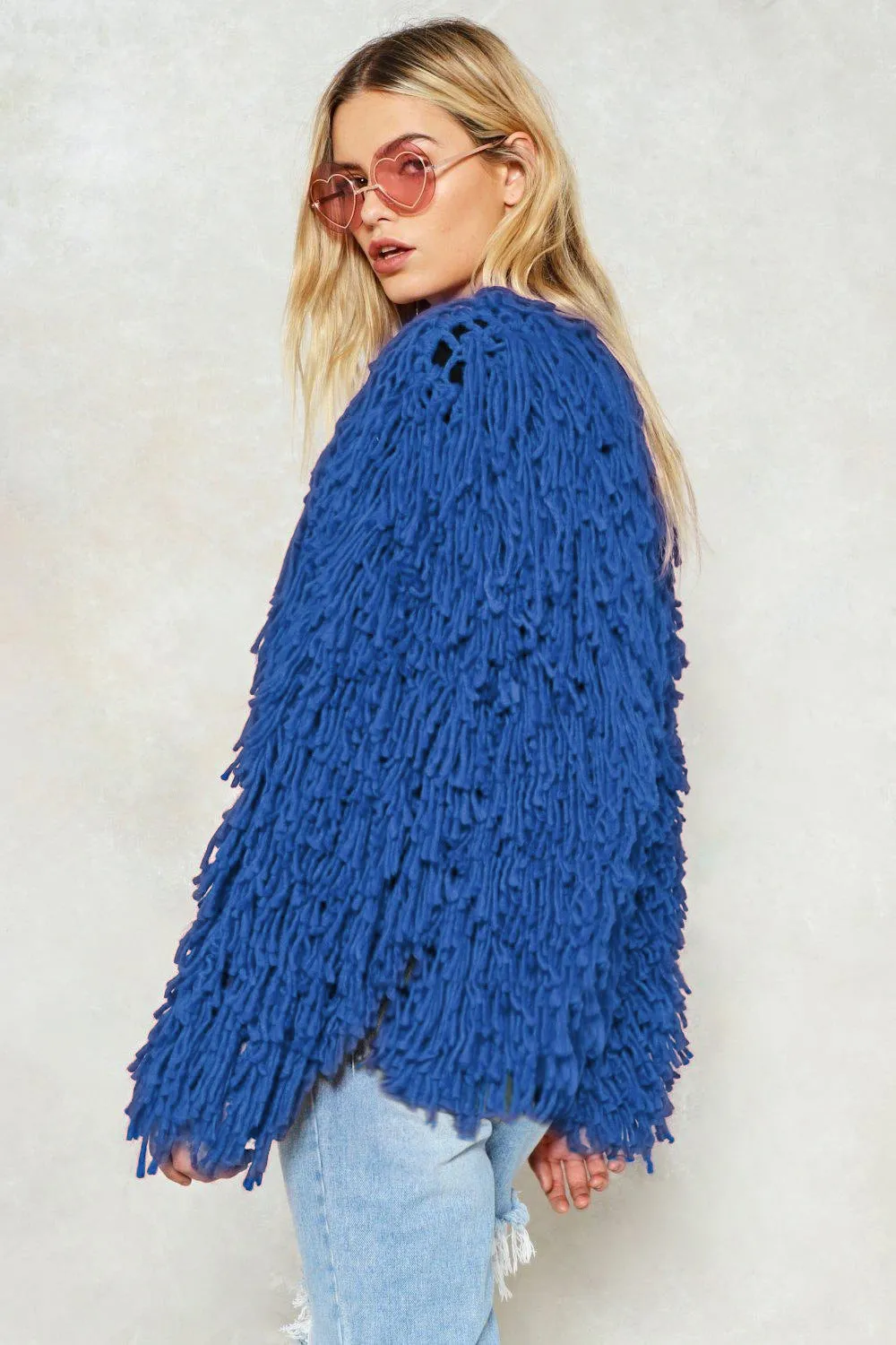 Shaggy Jacket Furry Fluffy Coat 5 Different Colors Blue White Black Orange Or Gray Warm Soft Shag Festival Wrap Available In Small Medium Large Or Extra Large XL