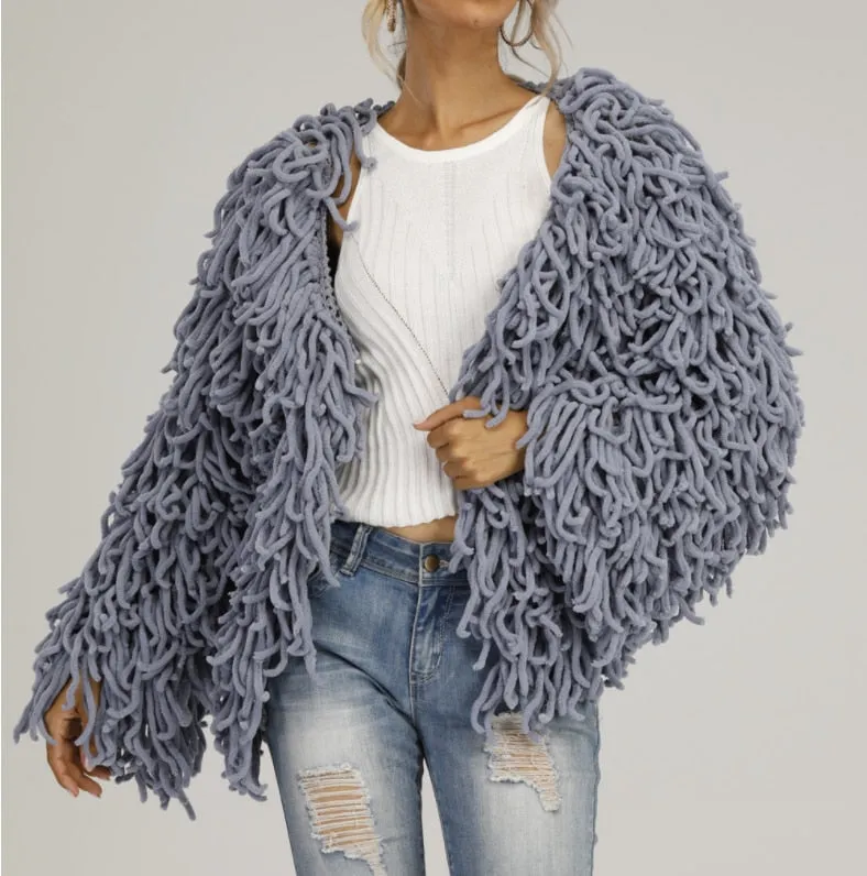 Shaggy Jacket Furry Fluffy Coat 5 Different Colors Blue White Black Orange Or Gray Warm Soft Shag Festival Wrap Available In Small Medium Large Or Extra Large XL