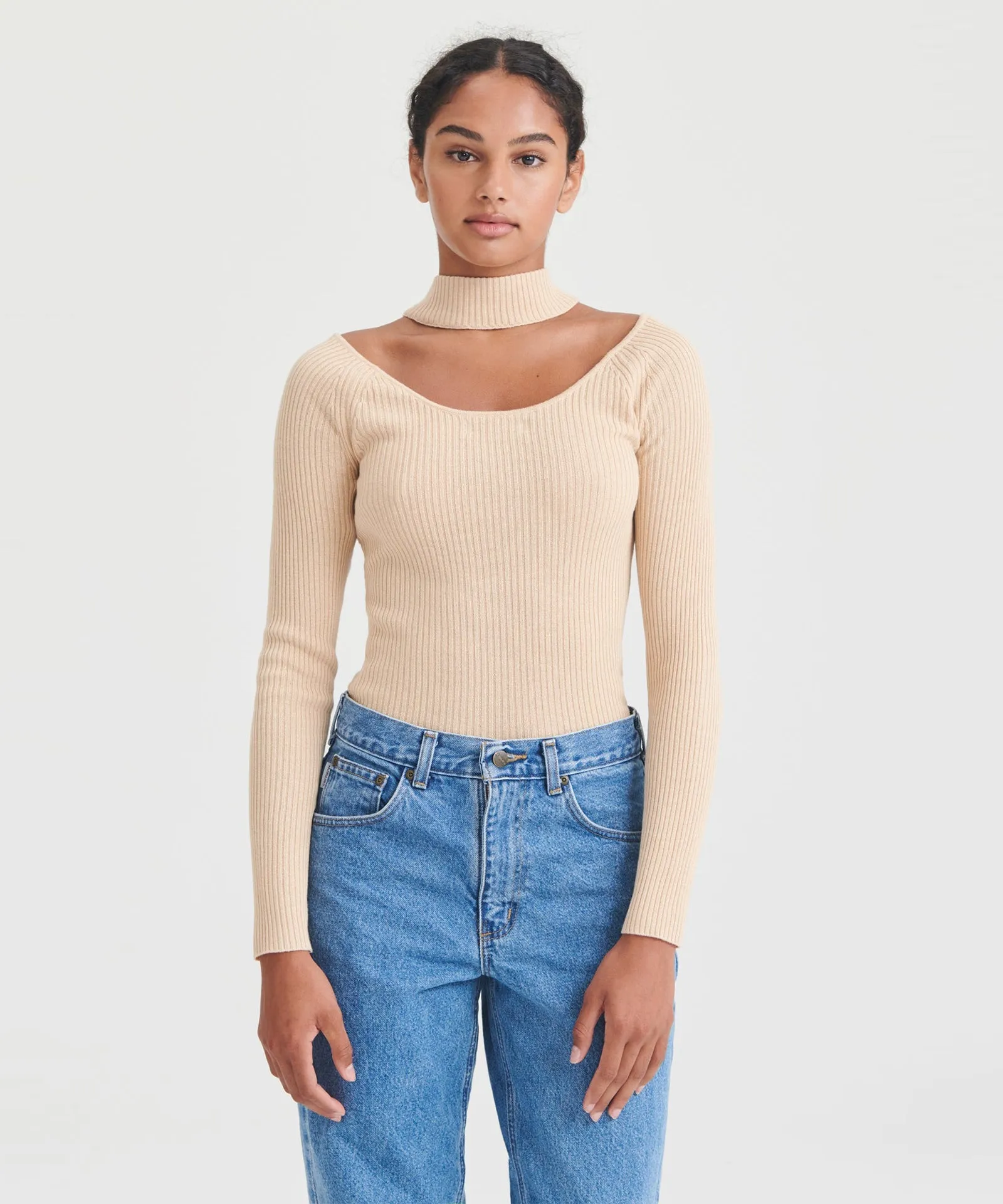 Silk Cashmere Cutout Turtleneck