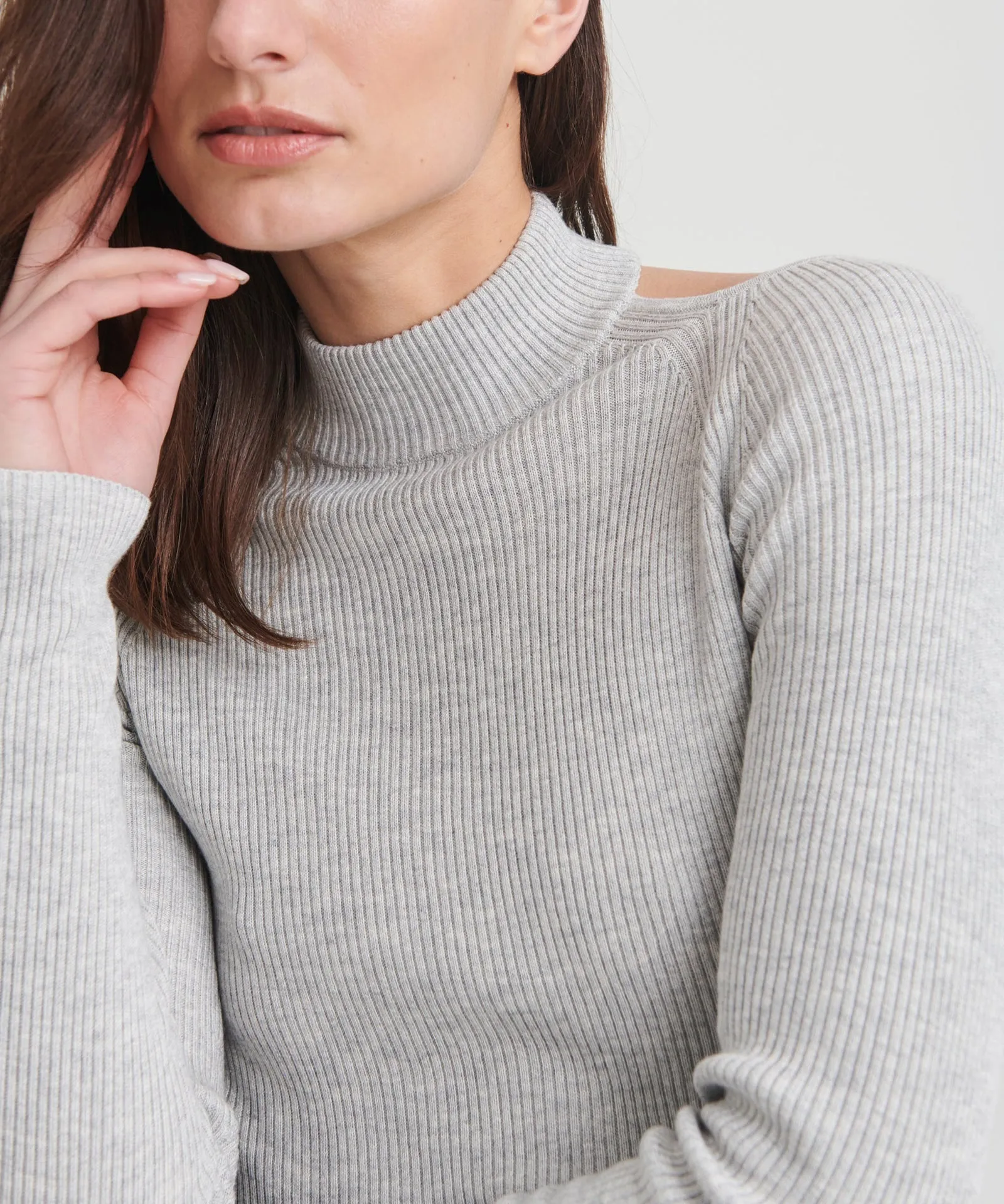 Silk Cashmere Cutout Turtleneck