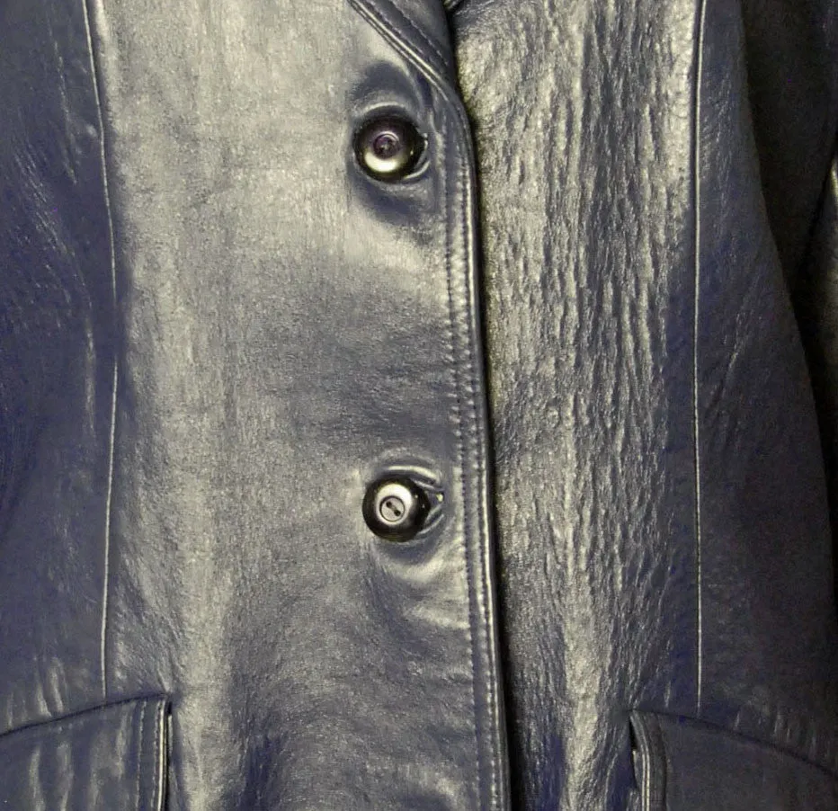 Superfly 1970s Blue Leather Blazer