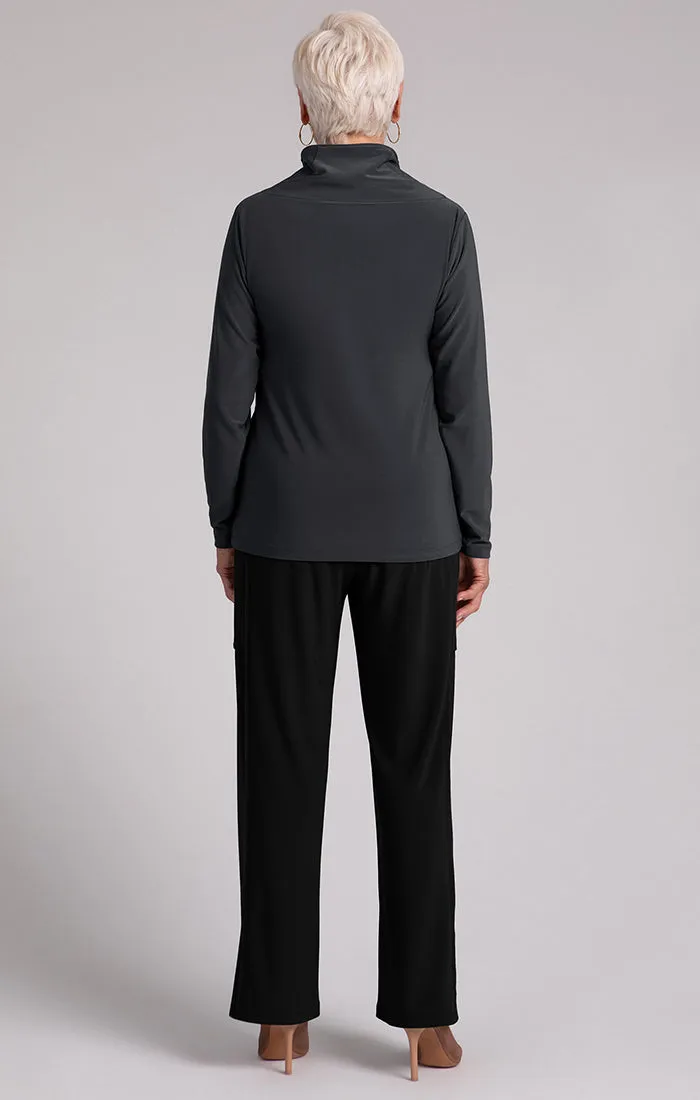 Sympli Funnel Neck Top - Graphite