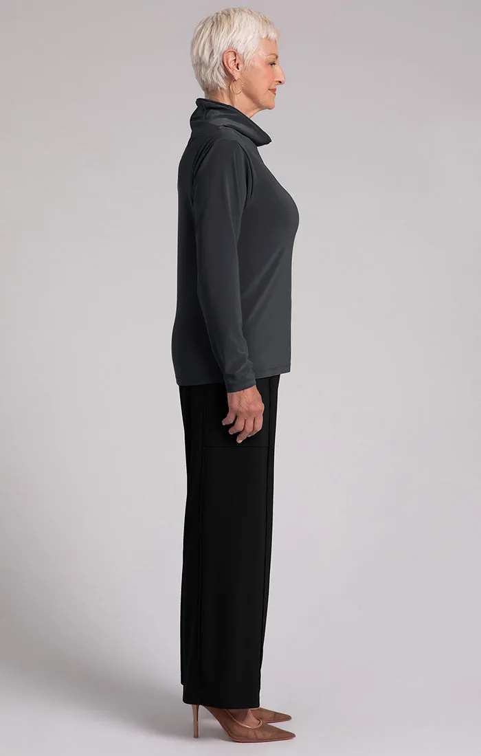 Sympli Funnel Neck Top - Graphite