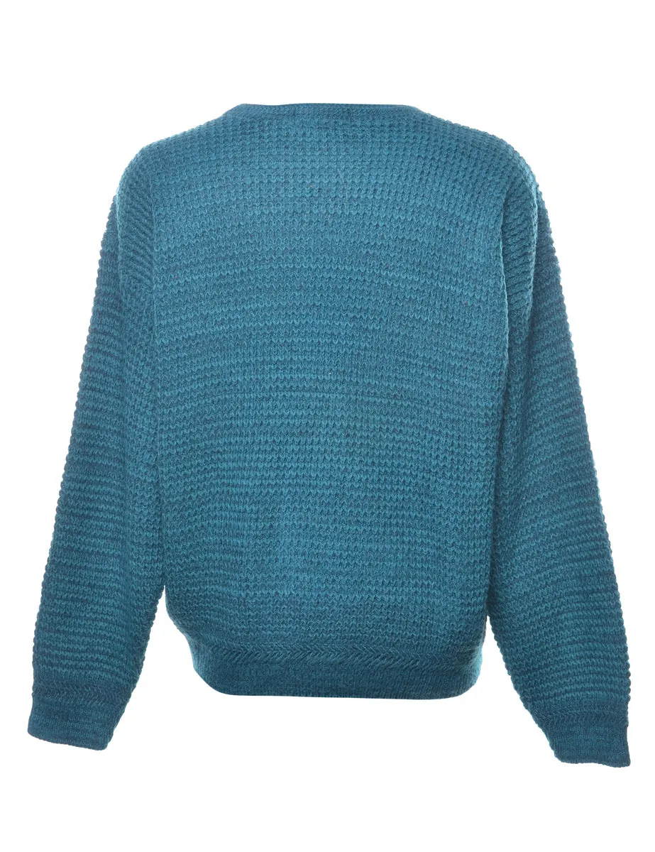 Teal Cable Knit Jumper - XL